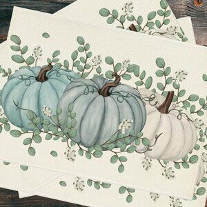 Pumpkin Placemats 4pc Fall Table Decor Thanksgiving Halloween Dining Decorations